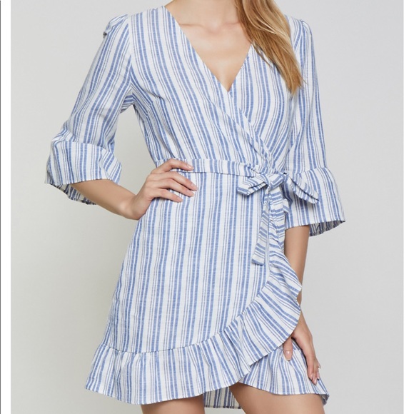 Dresses & Skirts - Linen Blend Faux-Wrap Dress